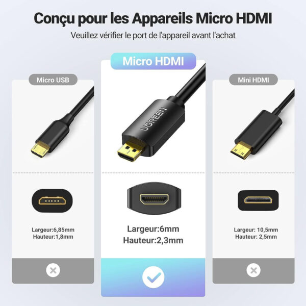 cable ugreen micro hdmi vers hdmi female 20134 4