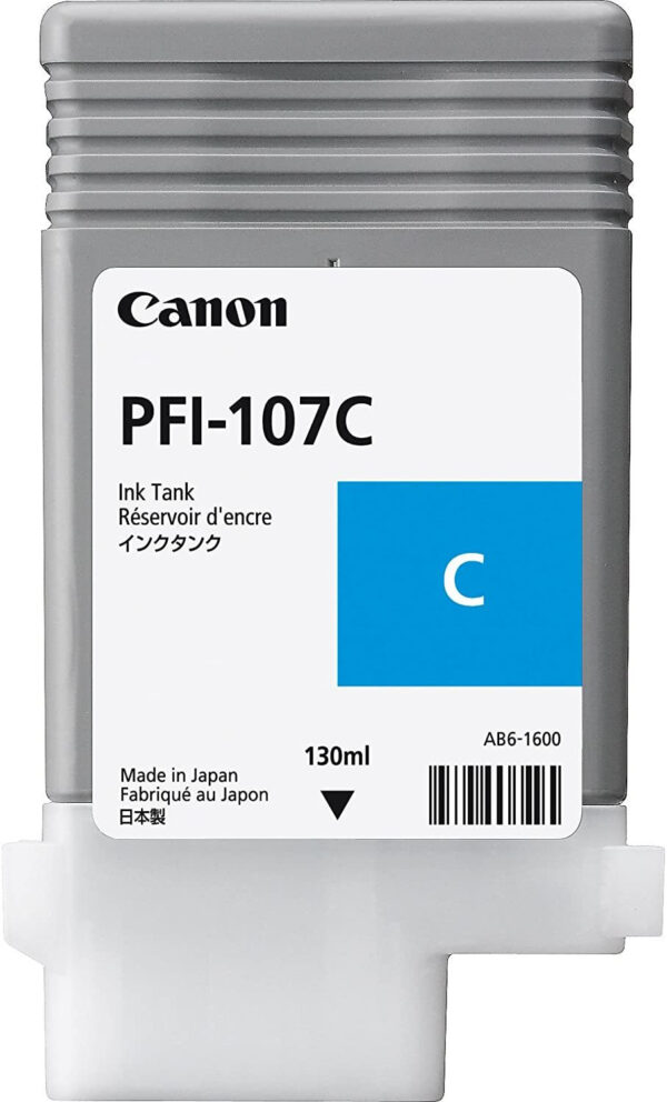 Prix Canon PFI-107C Cyan 130 ml - Bouteille d'encre Canon d'origine (6706B001AA) -  1081.00 -  1081.00