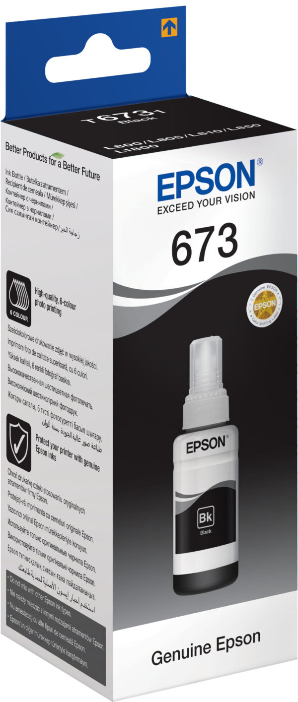 Epson 673 BK (T6731) Noir - Bouteille d'encre Epson d'origine (C13T67314A) – Image 2