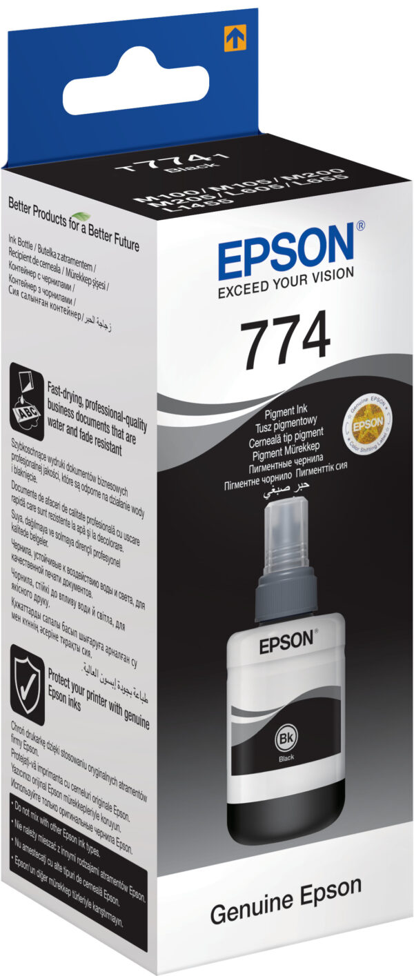 Epson 774 BK (T7741) Noir - Bouteille d'encre Epson d'origine (C13T77414A)