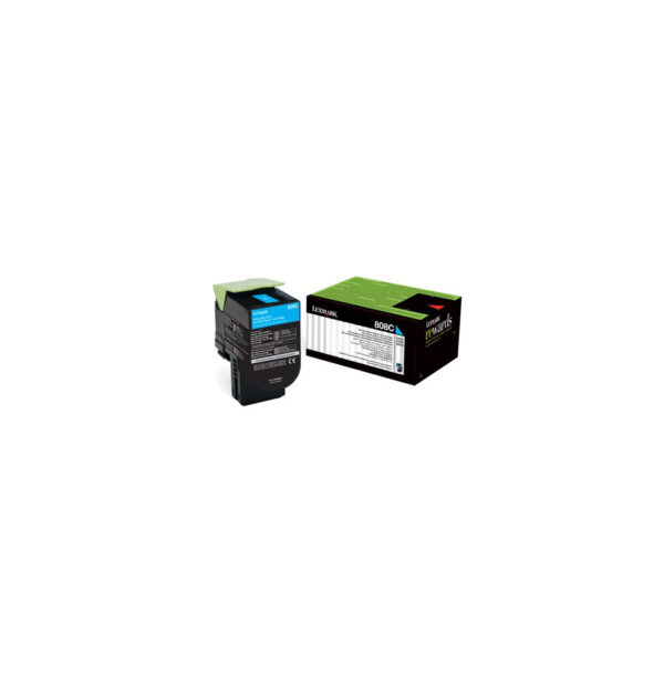 Prix Lexmark 808C Cyan - Toner Lexmark d'origine (80C80C0) -  850.00 -  850.00