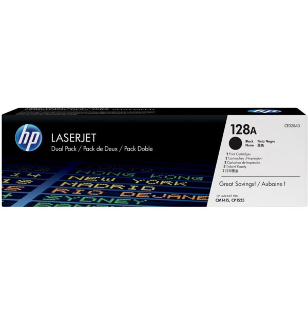 Prix HP 128A Noir (CE320AD) - Pack de 2 toners HP LaserJet d'origine -  - 