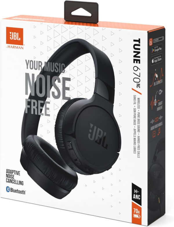 Casque Bluetooth JBL Tune 670NC à réduction de bruit - Noir (JBLT670NCBLK) – Image 8