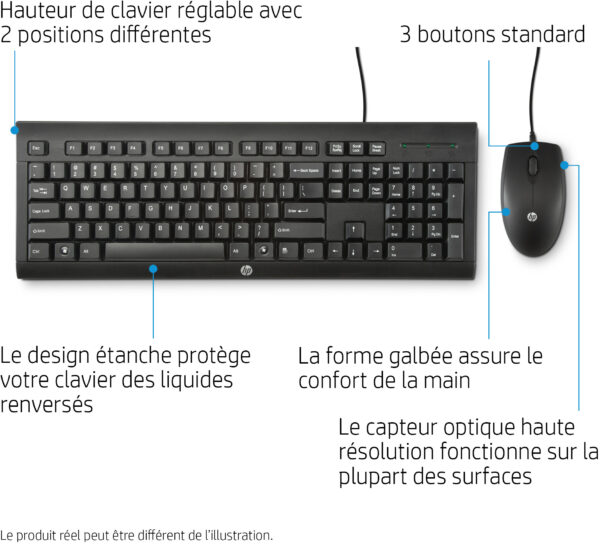 Prix Clavier et souris Filaire USB HP C2500 (AZERTY Français) -  -  – Image 3