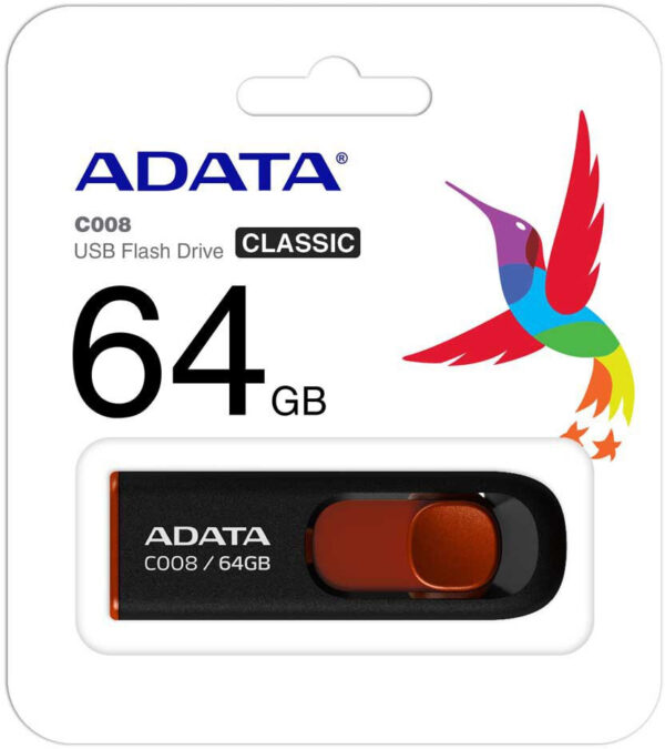 Clé USB 2.0 ADATA 64Go plastic Noir (AC008-64G)