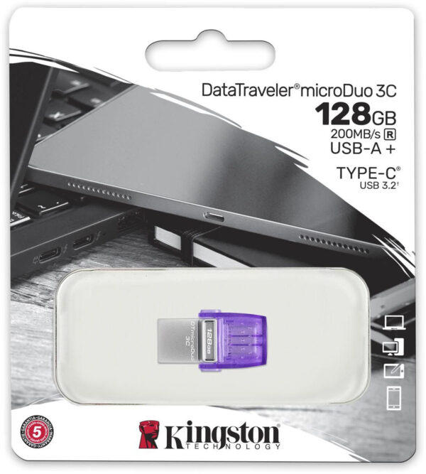 Clé USB Kingston DataTraveler microDuo 3C USB Type-A / Type-C 3.2 - 128 Go (DTDUO3CG3/128GB) – Image 3