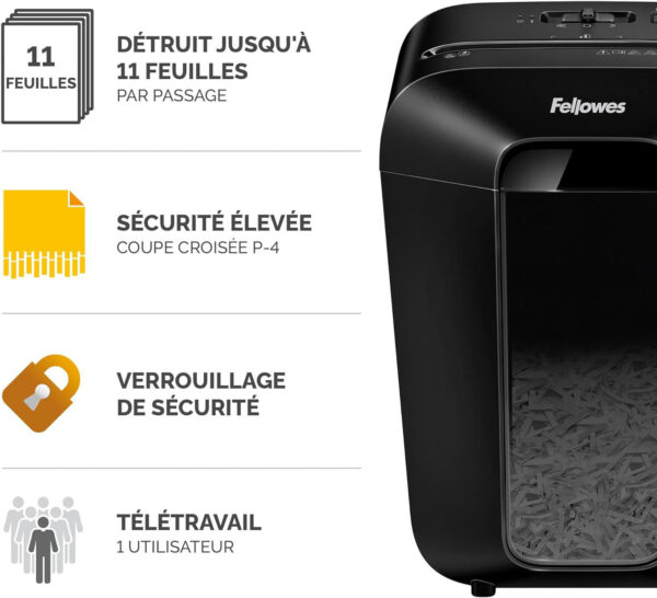 Destructeur Fellowes Powershred® LX70 Coupe-Croisée (4407501) – Image 3