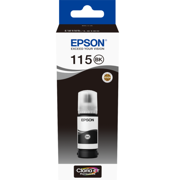 Epson 115 Noir - Bouteille d'encre Epson EcoTank d'origine (C13T07C14A)