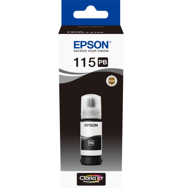 Epson 115 Photo Noir - Bouteille d'encre Epson EcoTank d'origine (C13T07D14A)