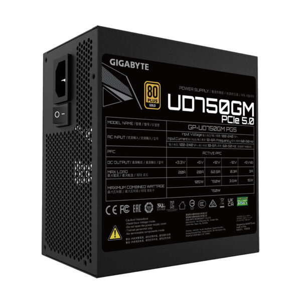 Prix Gigabyte UD750GM PG5 unité d'alimentation d'énergie 750 W 20+4 pin ATX ATX Noir (GP-UD750GM PG5) -  -  – Image 2