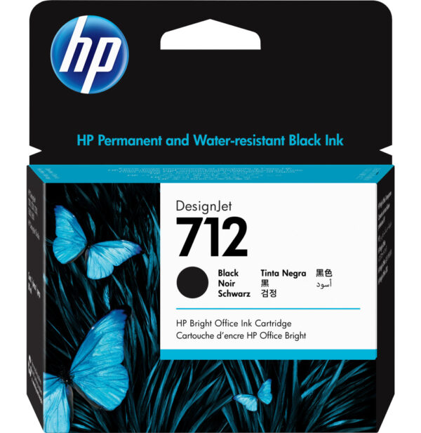 HP 712 Noir - Cartouche d'encre grande capacité HP d'origine (3ED71A)