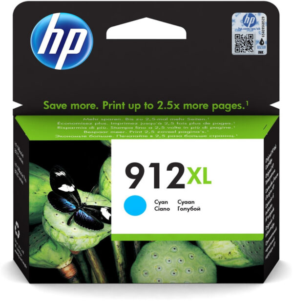 HP 912XL Cyan - Cartouche d'encre grande capacité HP d'origine (3YL81AE)