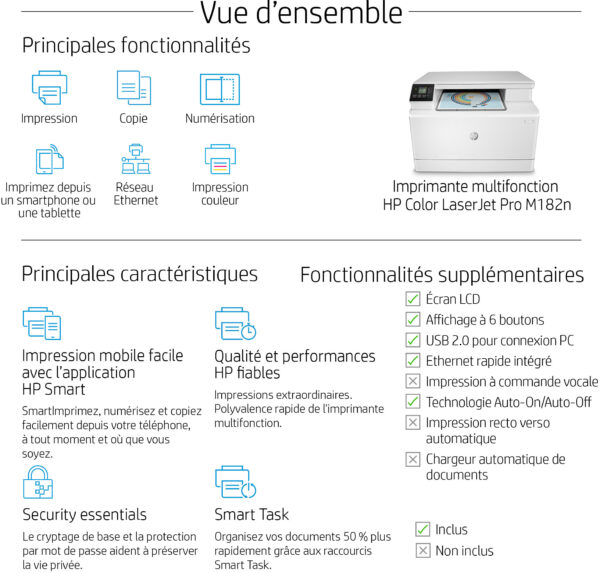 Imprimante Multifonction Laser Couleur HP LaserJet Pro M182n (7KW54A) – Image 13