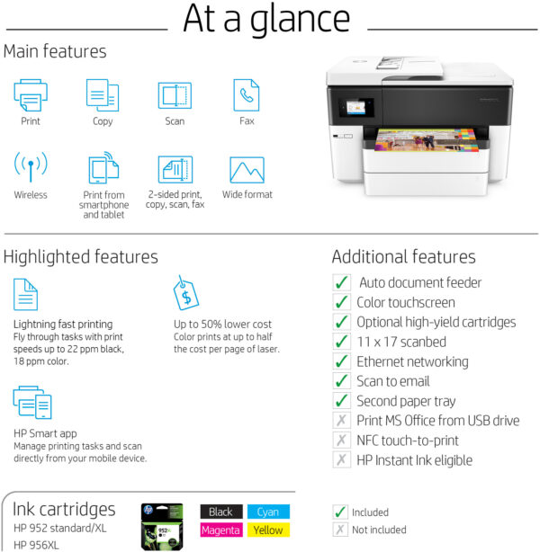 Imprimante A3 Multifonction Jet d’encre HP OfficeJet Pro 7740 (G5J38A) – Image 10