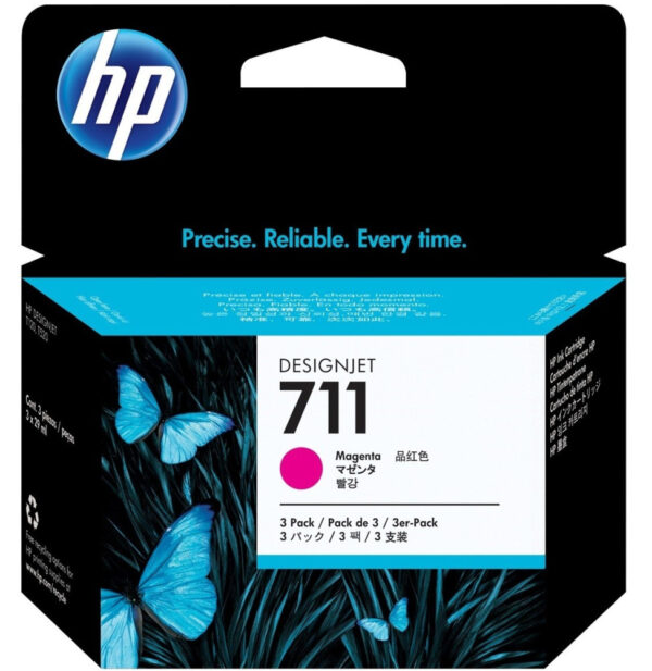 HP 711 Magenta - Pack de 3 cartouche d'encre HP d'origine (CZ135A)