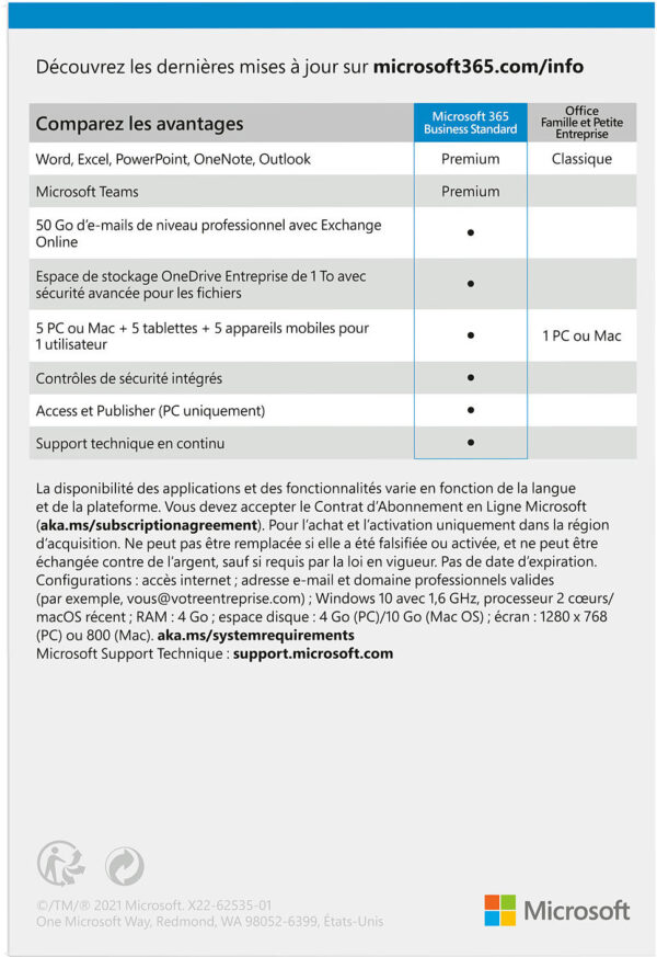 Microsoft 365 Business Standard Français - abonnement 12 mois pour 1 personne (PC, Mac, iOS et Android) – Image 3