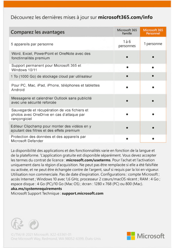 Microsoft 365 Personal Français - abonnement 12 mois pour 1 personne (PC, Mac, iOS et Android) – Image 2