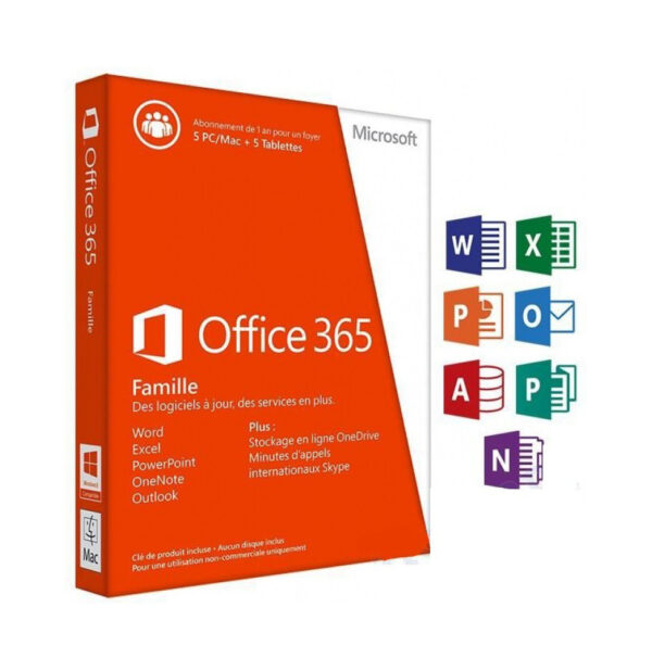 Prix Microsoft Office 365 Famille Premium 32/64 Bits - Licence d'abonnement ( 1 an ) - jusquà 5 PC ou Mac + 5 tablettes -  - 