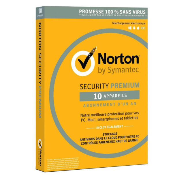 Prix Norton Security Premium - 1 An - 10 appareils (SY21367772) -  - 