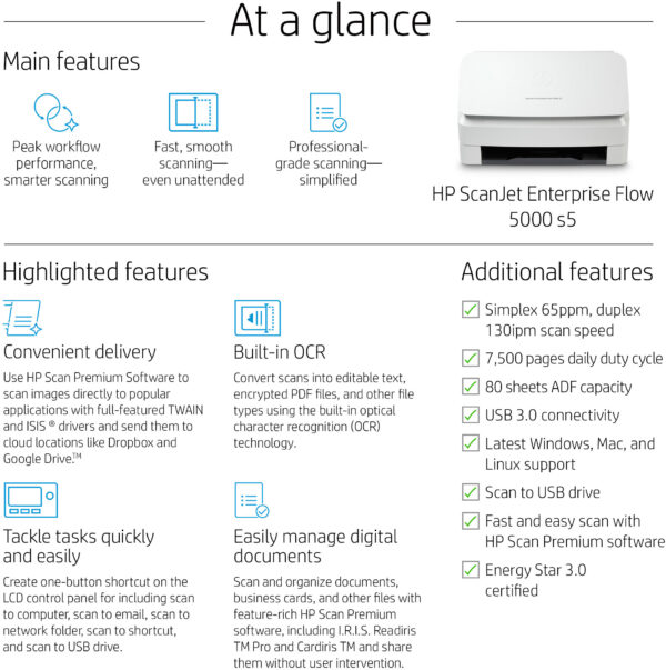 Scanner HP ScanJet Enterprise Flow 5000 s5 (6FW09A) – Image 8