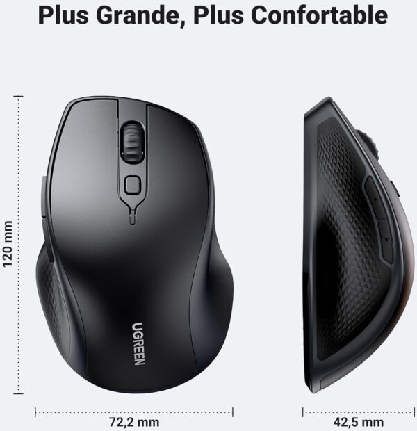 Souris sans fil Bluetooth Ugreen Silencieuse Ergonomique 2,4GHz (90395) – Image 4