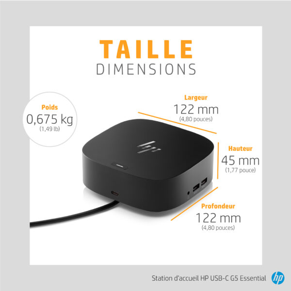 Station d’accueil HP USB-C G5 Essential (72C71AA) – Image 7