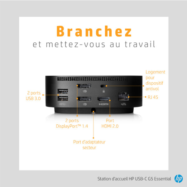 Station d’accueil HP USB-C G5 Essential (72C71AA) – Image 8