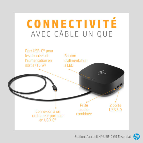 Station d’accueil HP USB-C G5 Essential (72C71AA) – Image 10