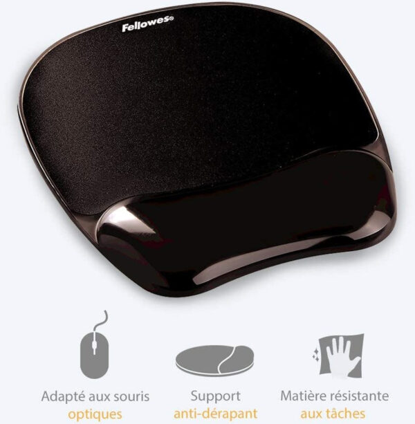 Prix Tapis de souris - Repose-poignets Fellowes Gel Crystal™ Noir (9112101) -  -  – Image 3