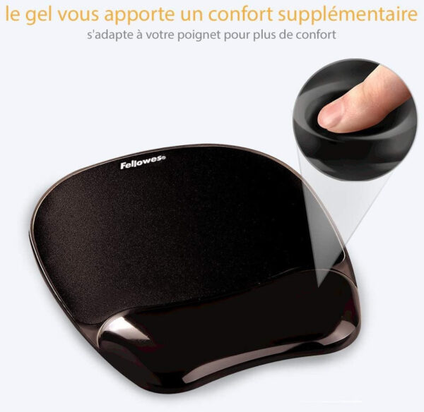 Prix Tapis de souris - Repose-poignets Fellowes Gel Crystal™ Noir (9112101) -  -  – Image 4